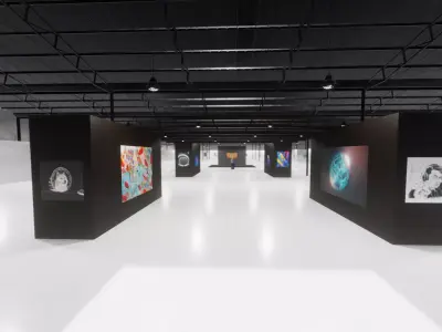 Virtual Gallery and Showroom with collisions Fixed Low-poly 3D model