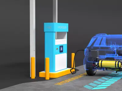 Hydrogen Station and X-Ray Car 3D model