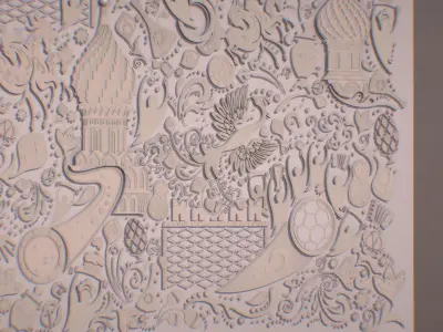 Russian ornament geometric tile decoration beige 3D model