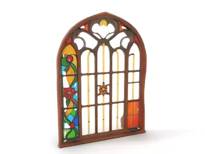 Elegant Stained Glass Window model pack Low-poly 3D model