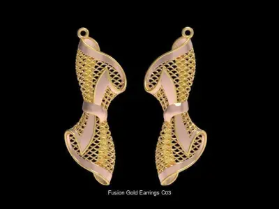 Fusion Gold Earrings EAC Collection 3D Model Pack