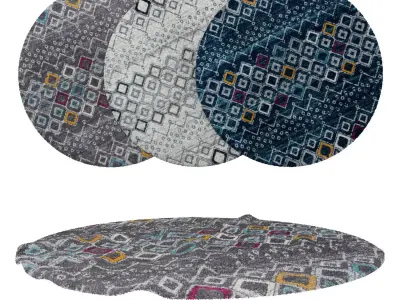 Round Rug Set 298 3D model