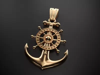 Anchor gold pendant 3D model