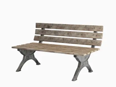 Stylized Outdoor Bench 01 Low-poly 3D model