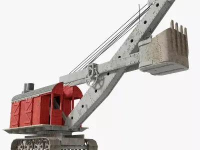 Steam Shovel Low-poly 3D model