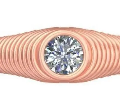 Bezel Set Single Diamond Ring GR-68 3D print model