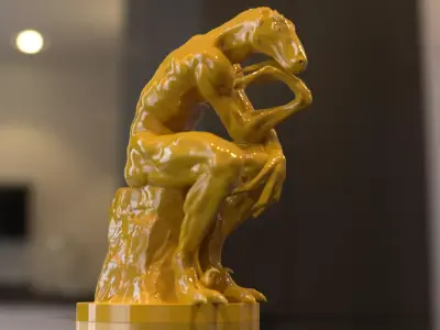 the thinker reptile sculpture 3D model