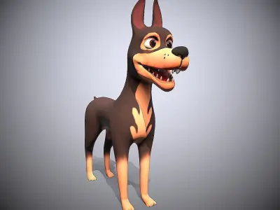 cartoon ward dog Low-poly 3D model