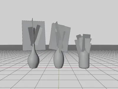 low poly Flower vase set for interiors Low-poly 3D model