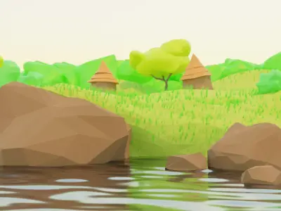 African Landscape low-poly 1 by George Keita Free low-poly 3D model