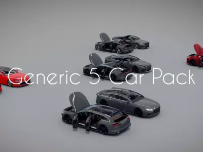 Generic low poly 5 car pack Low-poly 3D model