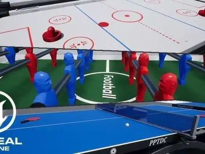 UE4 - Air Hockey Football and Table tennis - Table Games Pack Low-poly 3D model