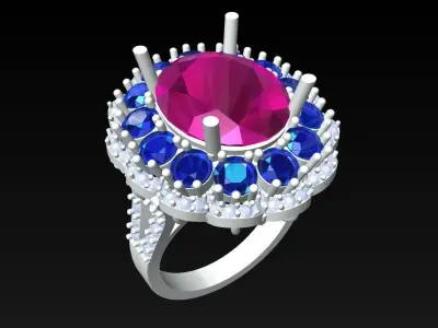 Oval Stone Ring - Womens Rings - N3963 3D print model