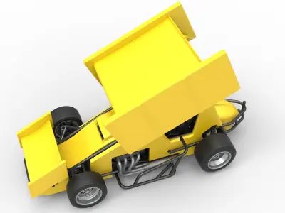 Pavement Winged Sprint car Scale 1 to 25 3D print model