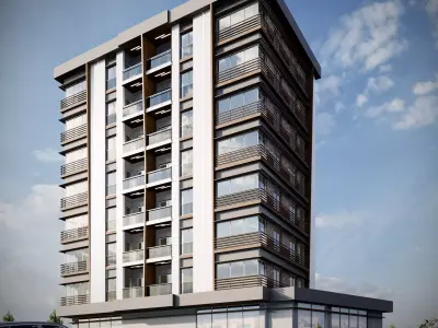 Residence V apartment building with car parked 3D model