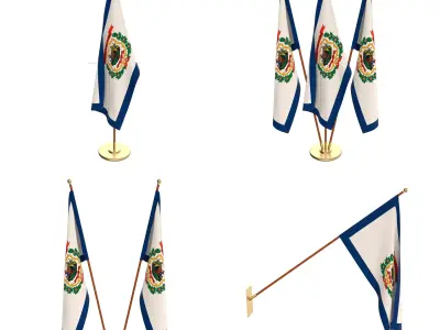 West Virginia Flag Pack Low-poly 3D model