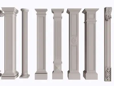 An Extensive Showcase of Various Roman and Greek Column Styles 3D model