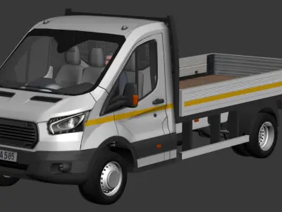 Generic Cargo VAN Dropside with driver Low-poly 3D model