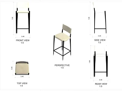High and low stool Hara by Artefacto 3D model