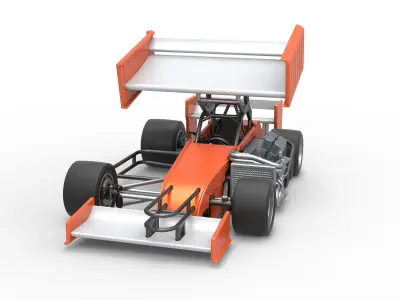 Supermodified front engine Winged race car V3 Scale 1 to 25 3D print model