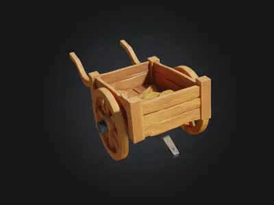 Wooden Cart Illustration  Rustic Charm on Wheels 3D model