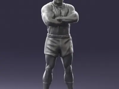 Elderly bodybuilder in shorts 0168 3D model