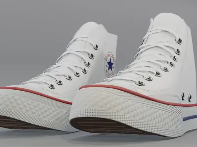 Basketball Leather Shoes Converse All Star White 3D model