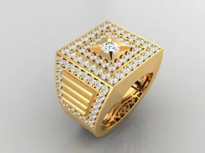 Ring M5  Mens luxury ring with gem 3D print model
