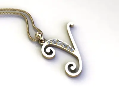 Alphabet V1 Font Style Pendant Y 3D print model