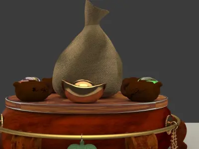 Chinese display stand with bag  3D model
