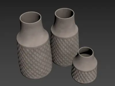 Wheel-thrown pottery vases 3D model