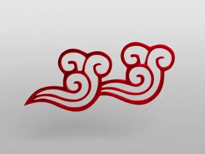 China Type Decoration Cloud v1 002 Low-poly 3D model