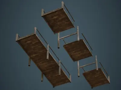 Plank Bridge 2B Low-poly 3D model