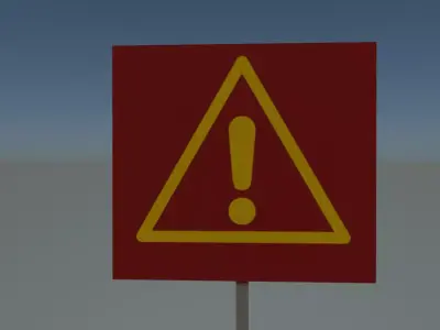 General danger sign Low-poly 3D model
