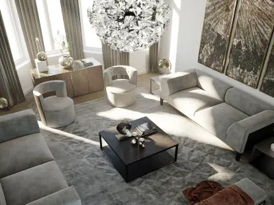 CoronaC4D Scene files - Living Room 2 Interior Scene 3D model