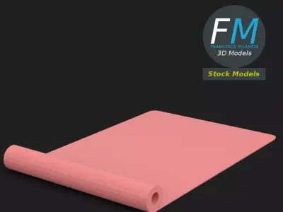 Half rolled yoga mat 3D model