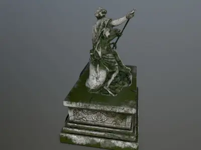 Neptune Statue Low-poly 3D model