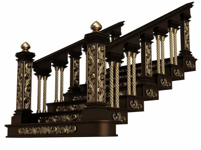Carved Stair 04 Black Low-poly 3D model