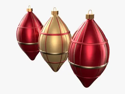 Christmas Tree Ornament Set6 - Red Yellow 3D model