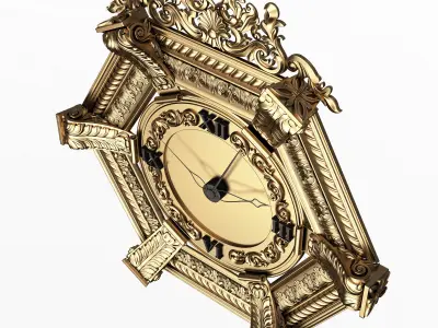 Classic Wall Clock 17 Gold Low-poly 3D model