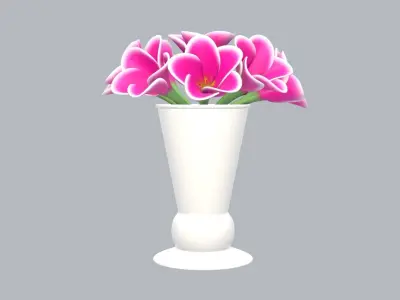 Decor bouquet of flowers in a porcelain vase 2 3D model