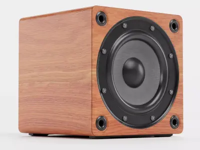 Subwoofer V1 - Universal Wooden Audio System Low-poly 3D model