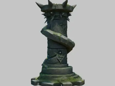 dark ancient sci fi Pillar Column Medieval Stone Low-poly 3D model