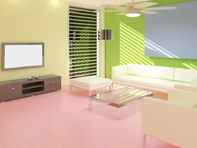 interior living room with walls and furniture Free 3D model