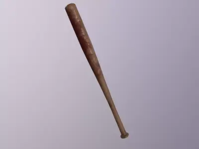 Wooden Bat with blood Low-poly 3D model