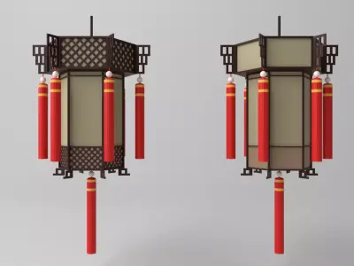 Cartoon Chinese Palace Lantern Low-poly 3D model