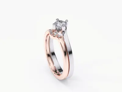 ZDR0126 diamond engagement ring in rose and gold 3D print model
