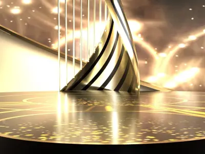 Oscar set futuristic stage with circular shape 3D model