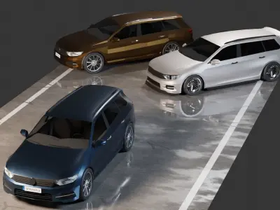 Volkswagen Passat B8 Variant Low-poly 3D model