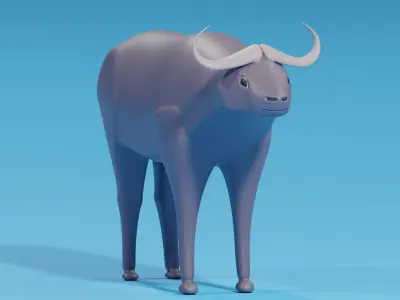 Cartoon African Buffalo 3D model